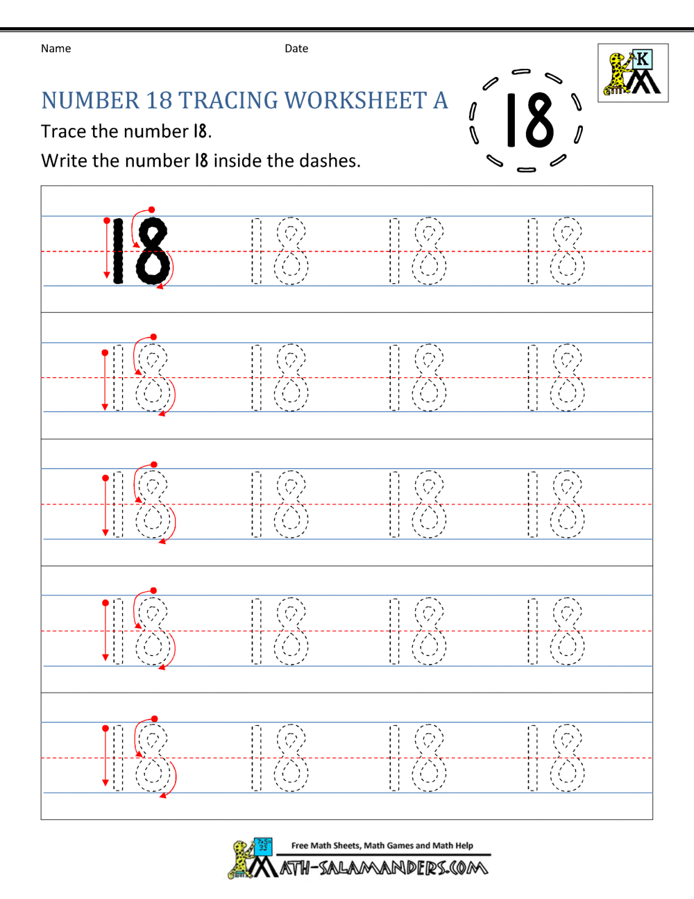 Number 18 Worksheets For Preschool