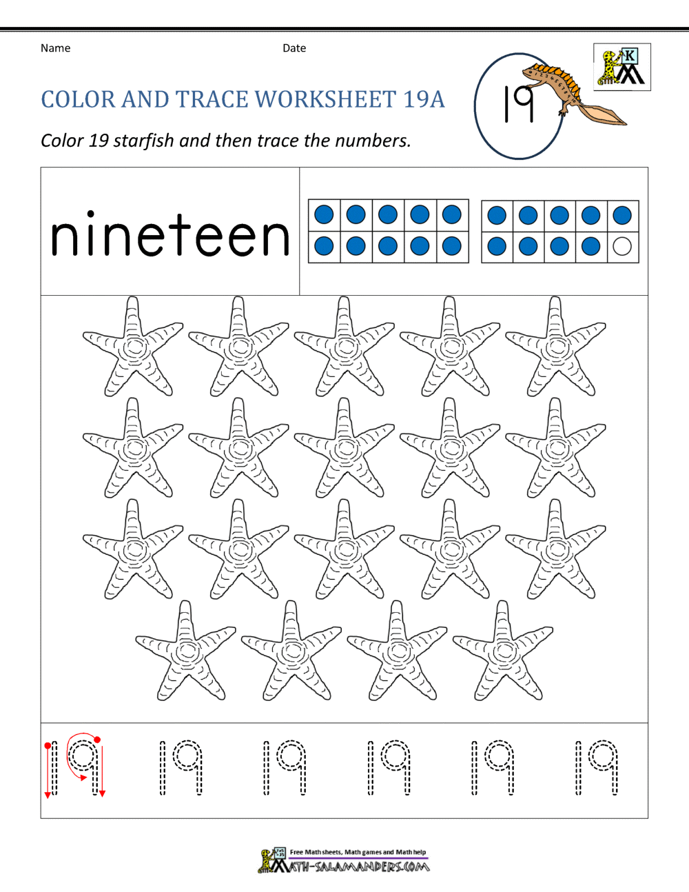 Number 19 Worksheets For Preschool