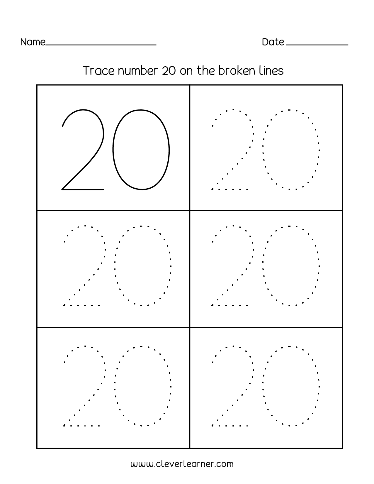 FREE Printable Number 20 Worksheets For Kids