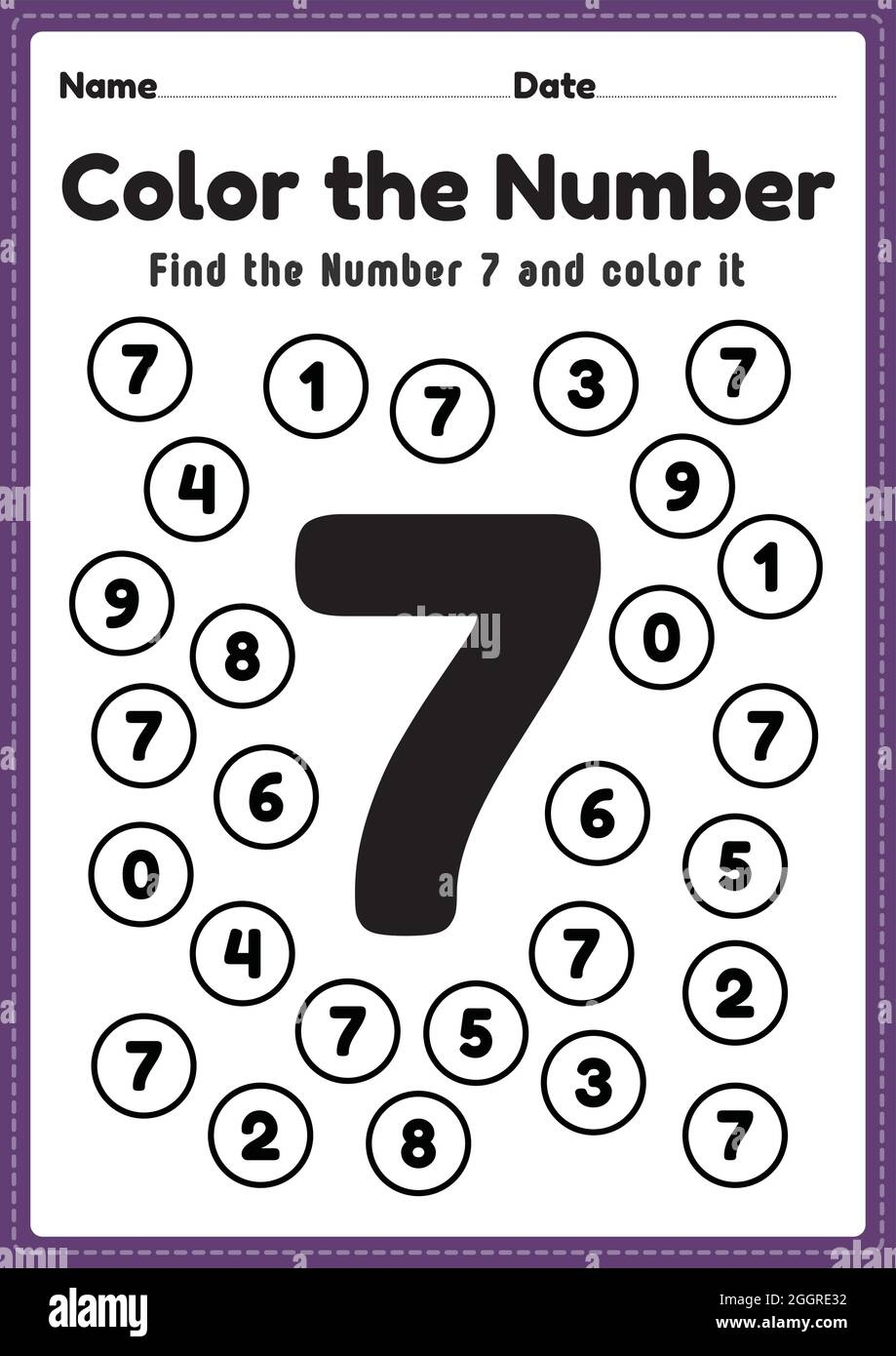 Number 7 Worksheet Hi Res Stock Photography And Images Alamy Number Counting Worksheets Math Counting Worksheets Free Counting Worksheets For Kindergarten And Preschool MegaWorkbook