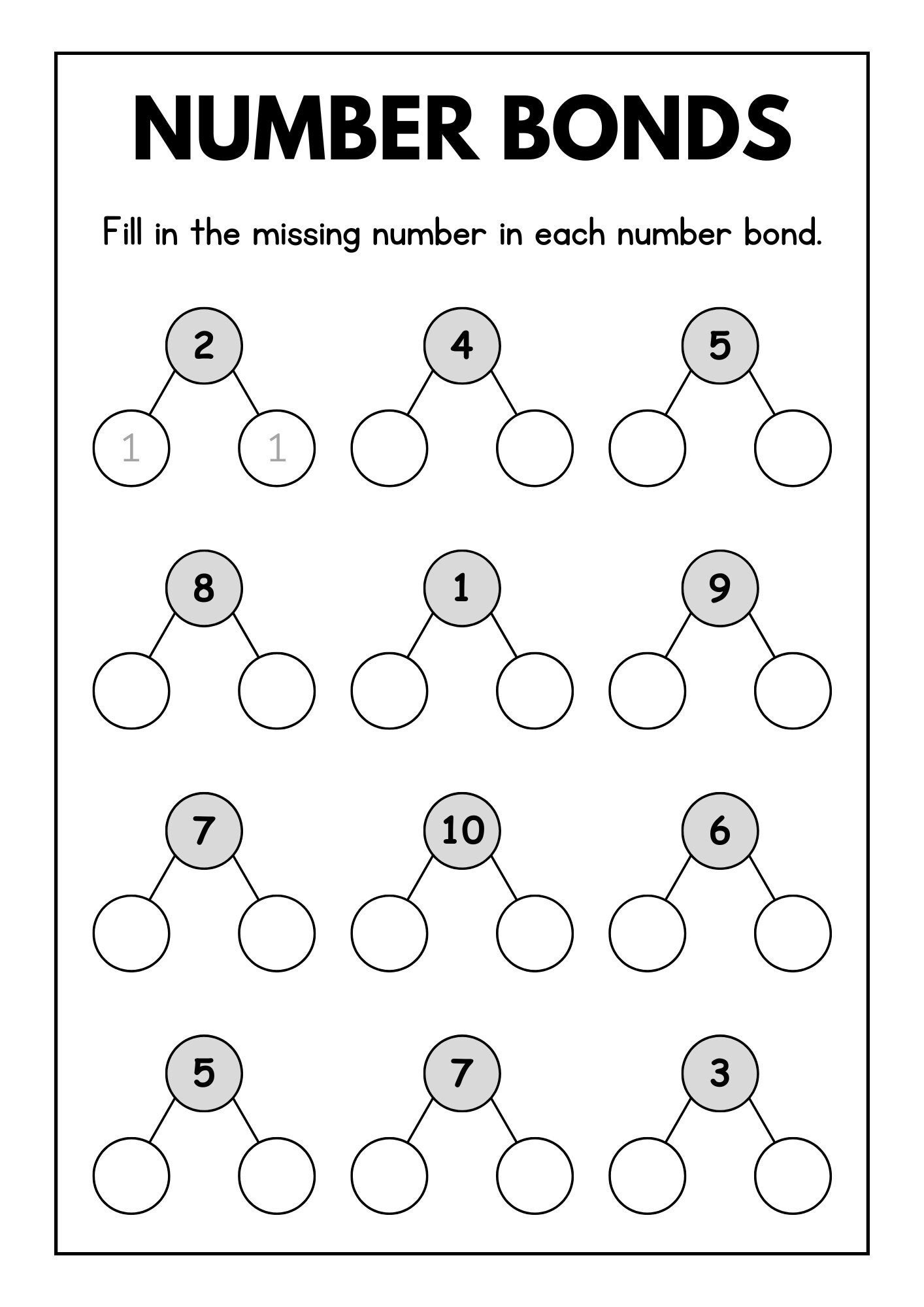 Number Bonds To 20 Worksheets Kindergarten First Grade Printable Etsy Number Bonds To 20 Worksheets Kindergarten First Grade Printable Etsy
