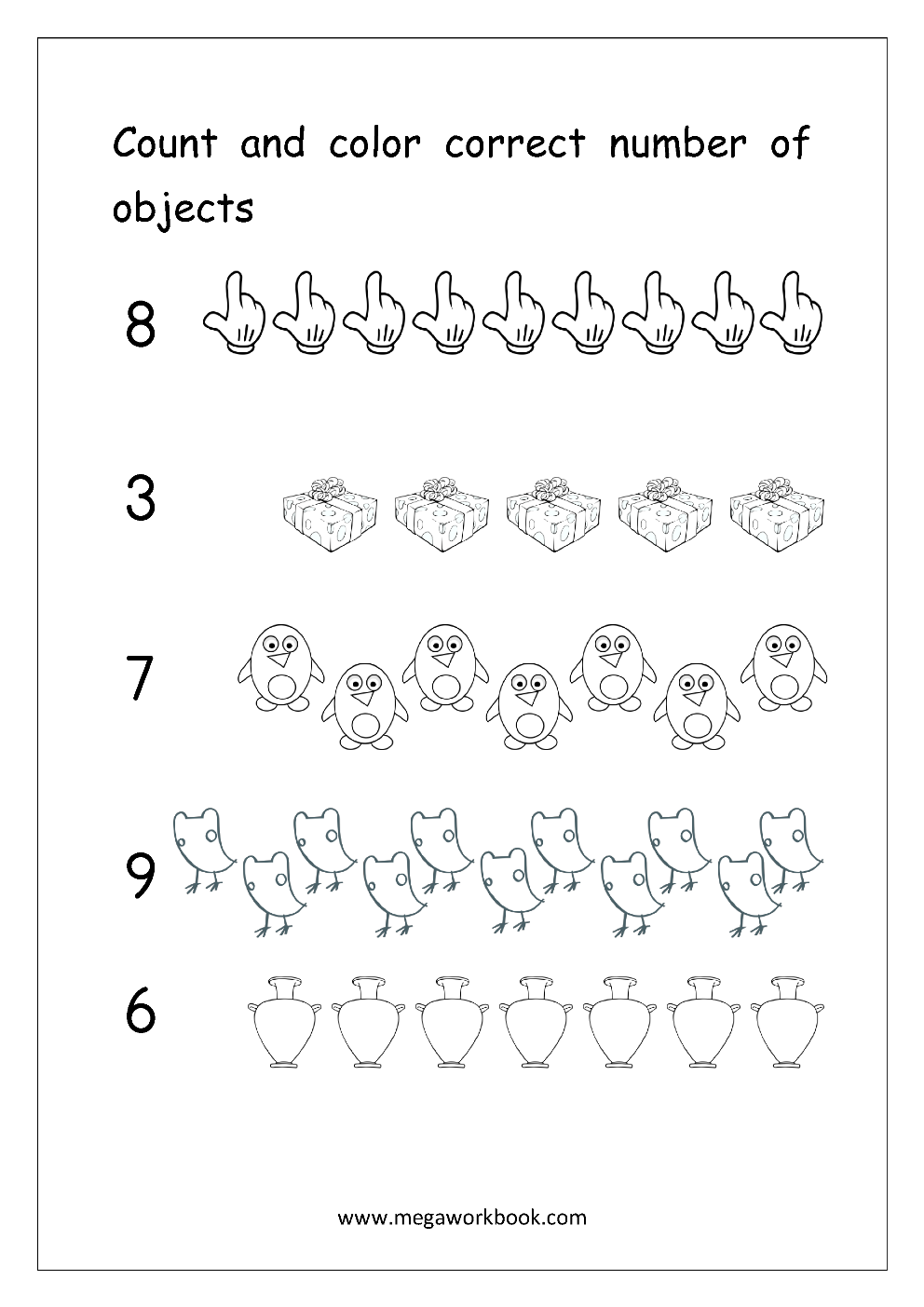 Number Counting Worksheets Math Counting Worksheets Free Counting Worksheets For Kindergarten And Preschool MegaWorkbook