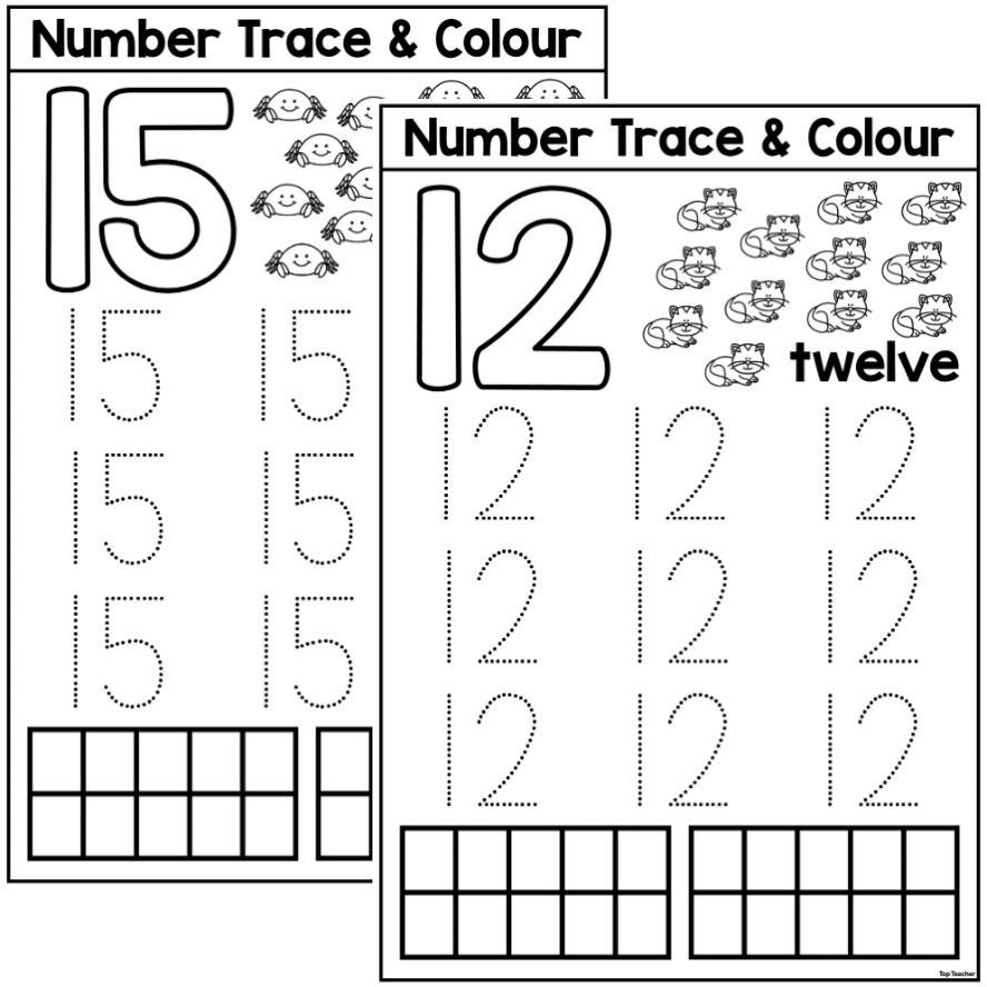 Number Trace Colour Worksheets 11 20 Top Teacher Number Trace Colour Worksheets 11 20 Top Teacher