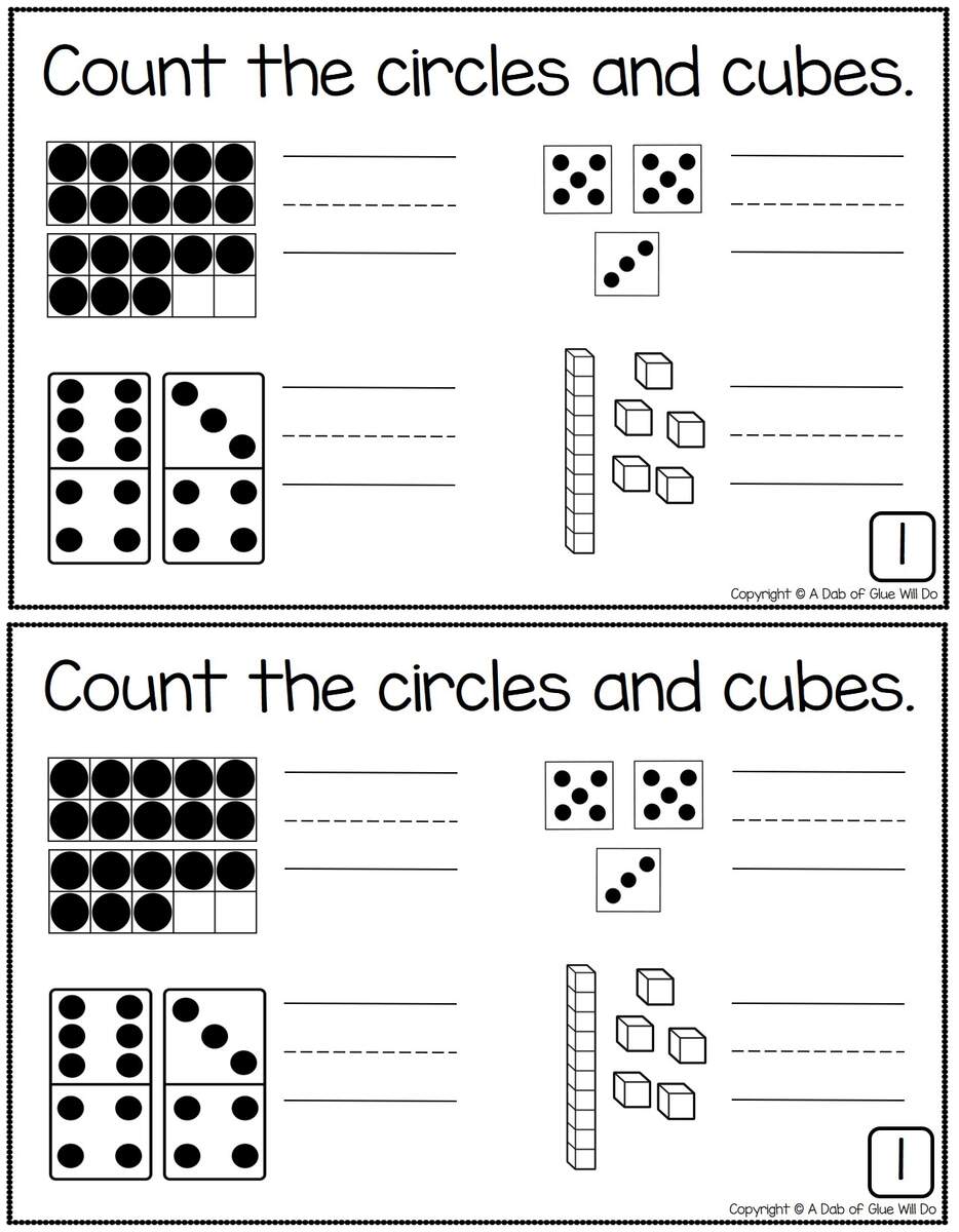 Numbers To Twenty Math Review Journal For Kindergarten A Dab Of Glue Will Do