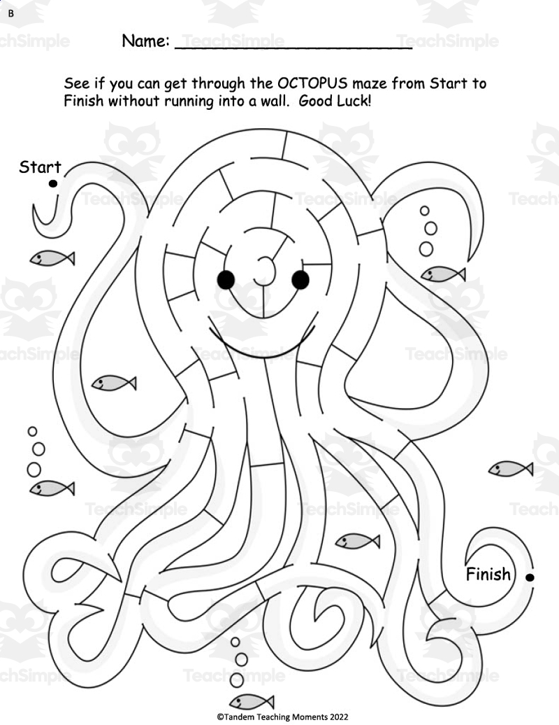 Octopus Worksheet Packet By Teach Simple Free Octopus Activities And Worksheets For Preschool The Hollydog Blog