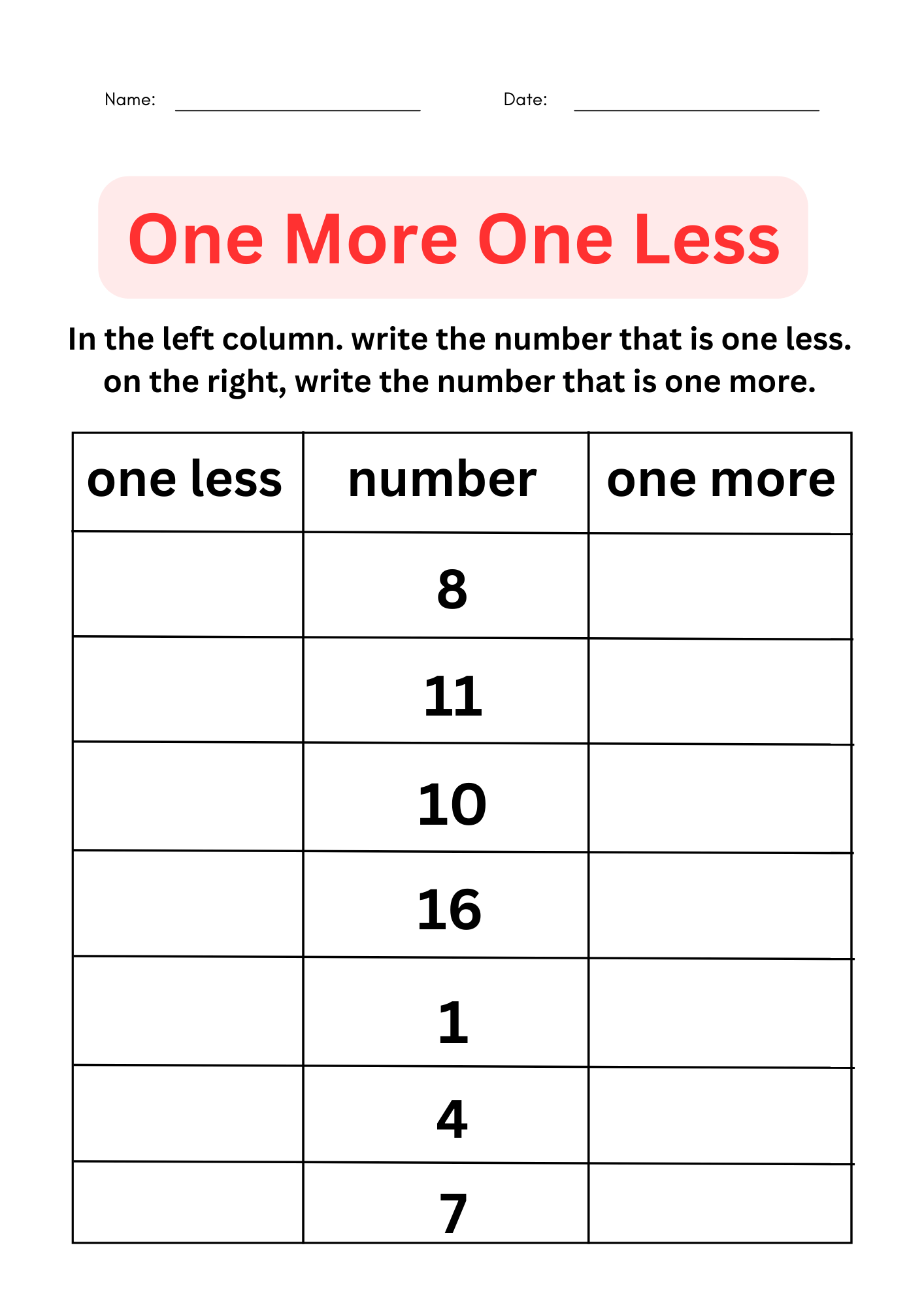 One More Worksheet