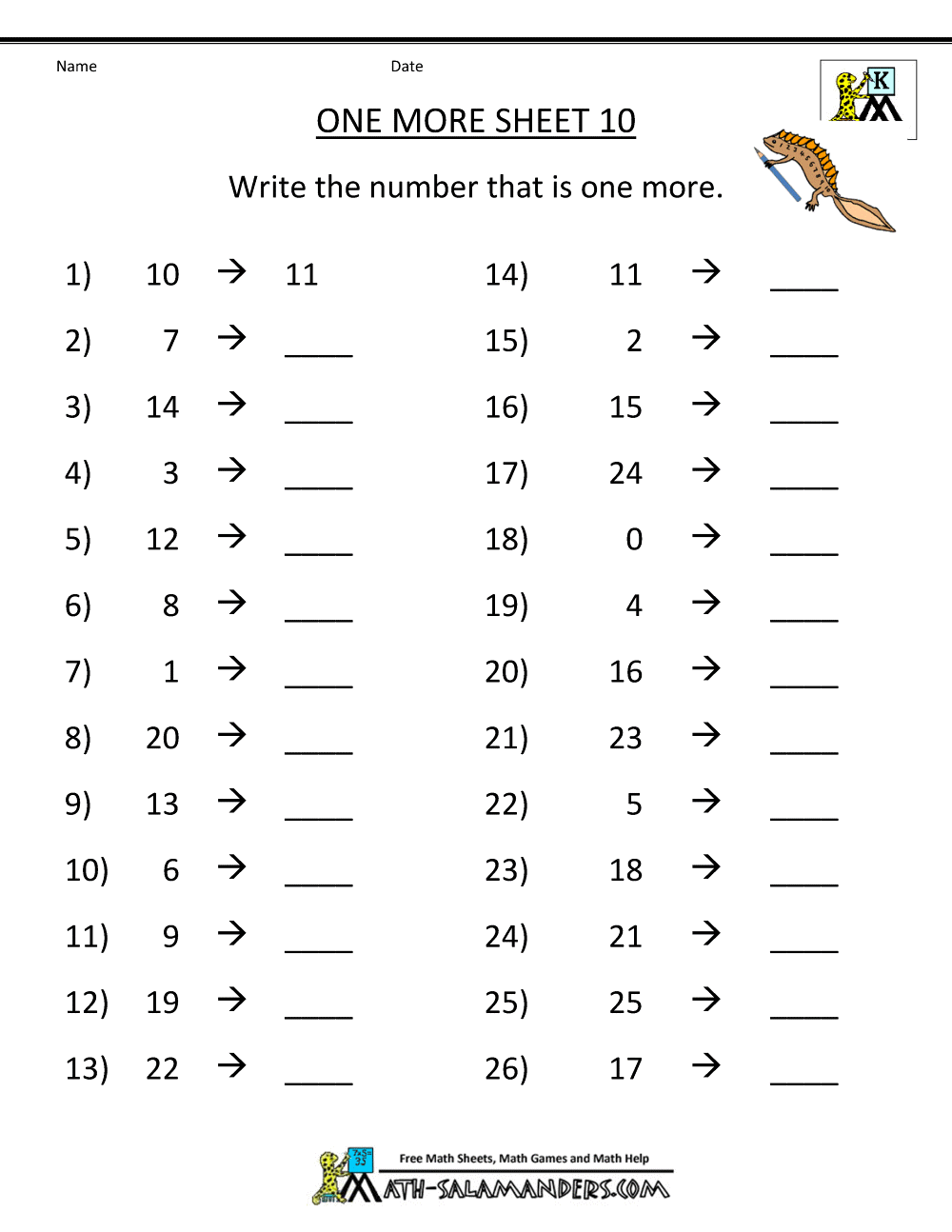 Printable Kindergarten Math Worksheets Comparing Numbers And Size