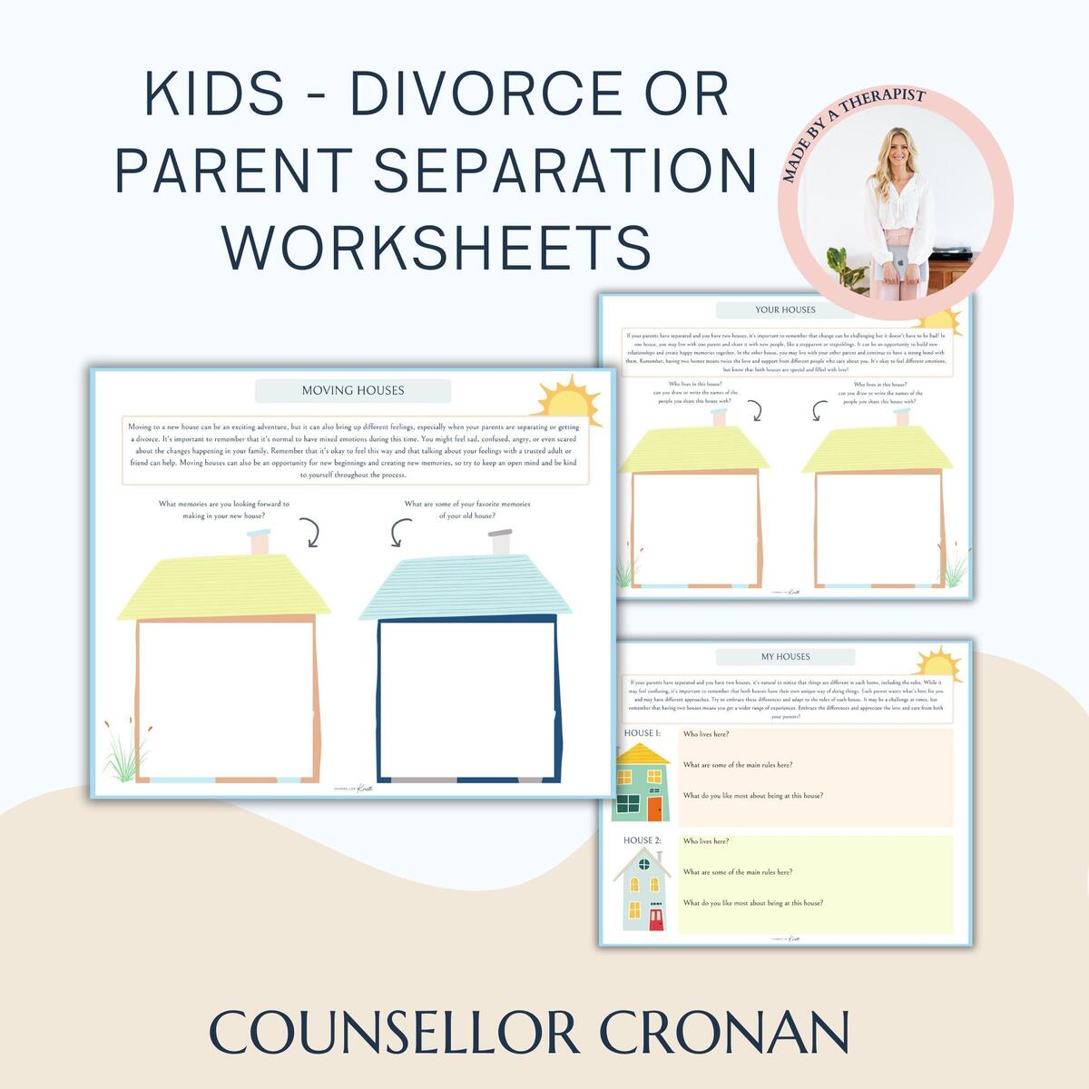 Parent Separation Or Divorce Worksheets For Kids My Houses Therapy Resources Social Emotional Learning Positive Mindset Change For Kids Etsy UK