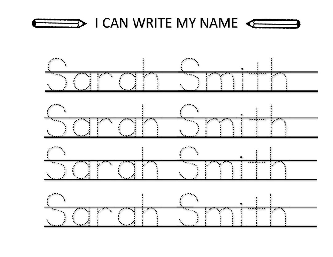 Personalized First And Last Name Tracing Worksheet Etsy Personalized First And Last Name Tracing Worksheet Etsy
