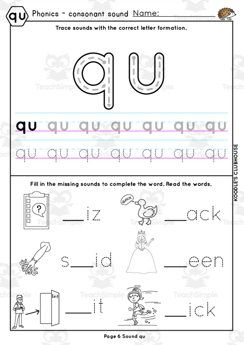 Phonics ZZ QU CH SH TH NG Worksheets By Teach Simple