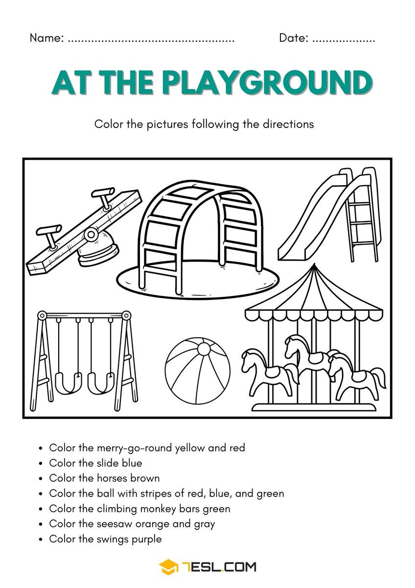 Playground Worksheets For Kids 7ESL Playground Worksheets For Kids 7ESL