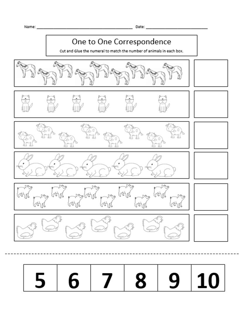 Practice Counting From 0 20 One To One Correspondence Digital Download Counting Worksheets Etsy
