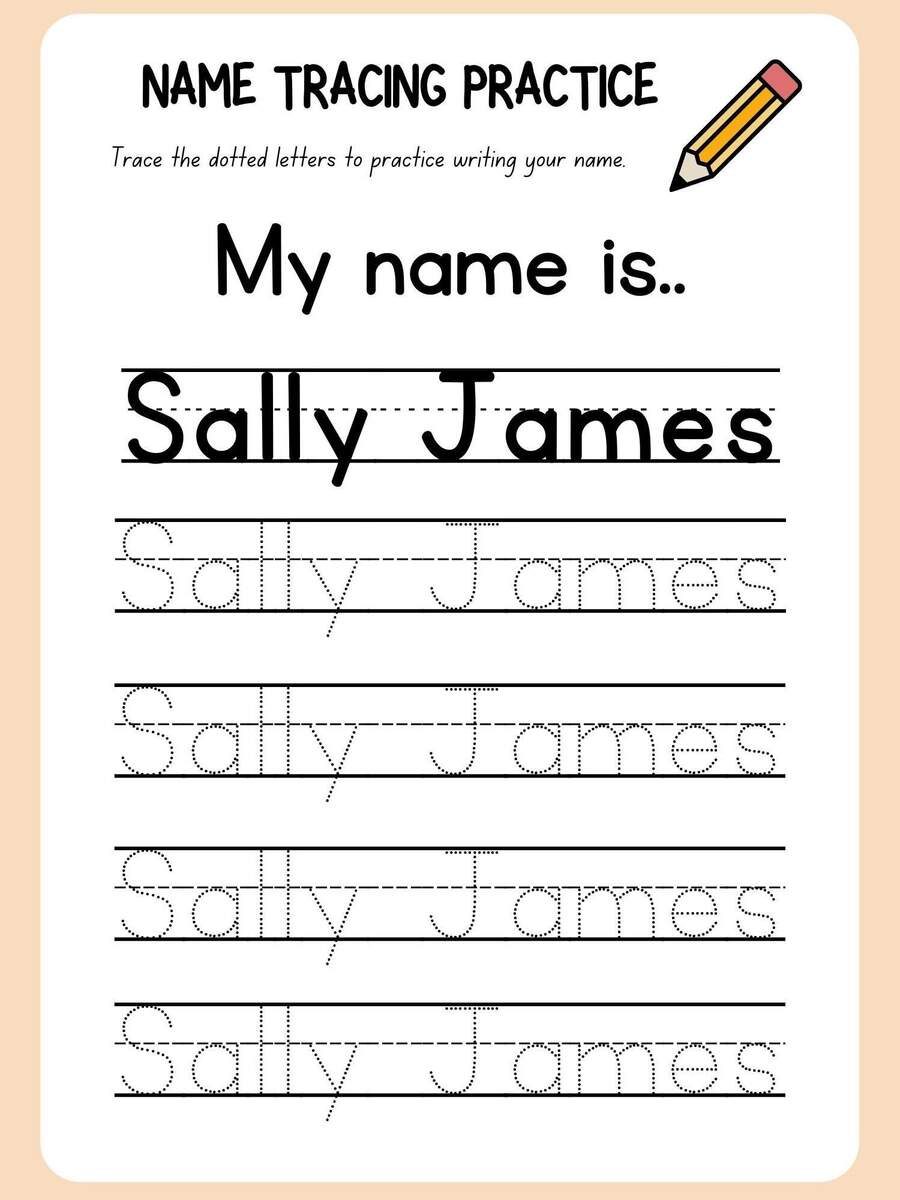 Pre K Custom Name Tracing Worksheet Etsy
