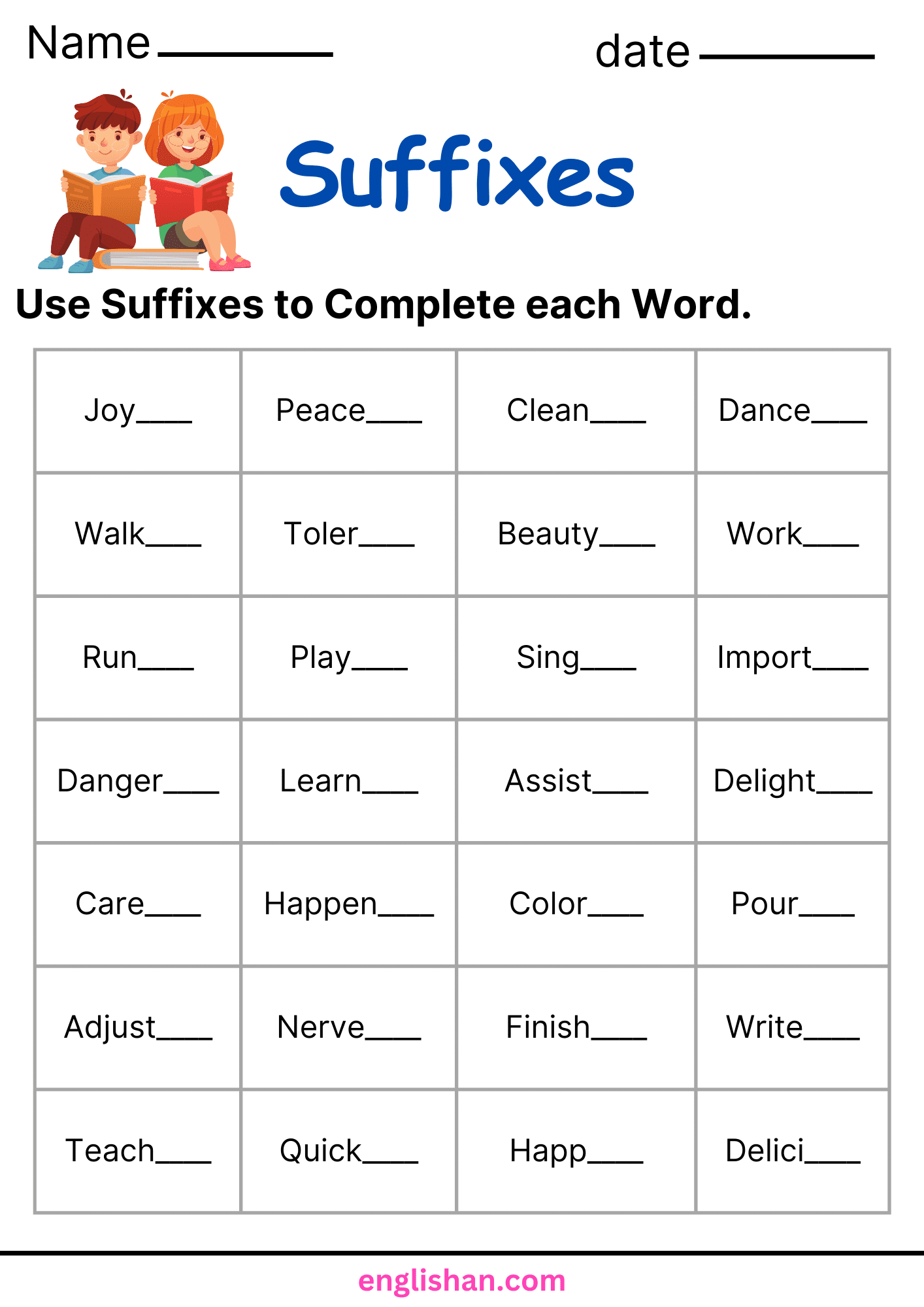 Suffix Worksheets 10 Free PDF Printables Teach Prints