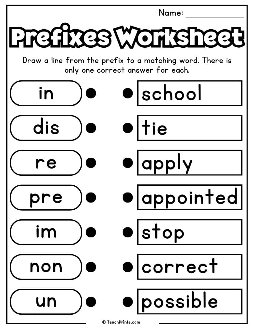 Prefix Worksheets 10 Free PDF Printables Teach Prints