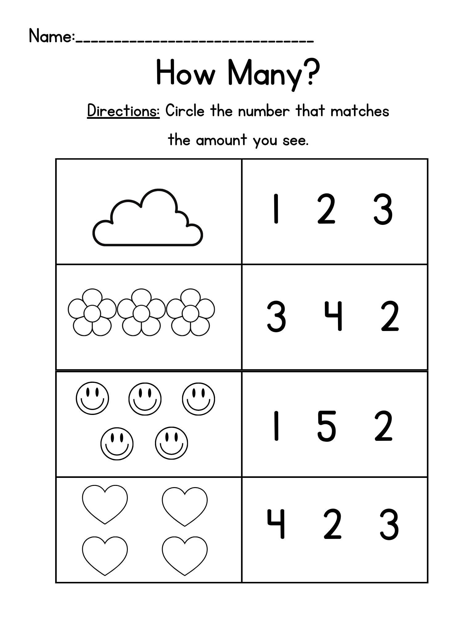 Preschool Counting Worksheets Counting To 5
