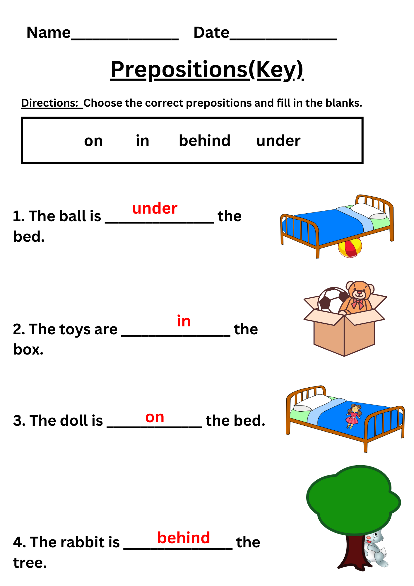 English For Kids Step By Step Prepositions Worksheets