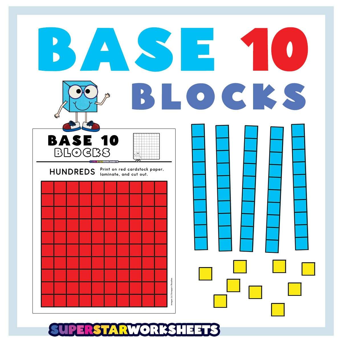 Printable Base 10 Blocks Superstar Worksheets Children Counting Blocks Stock Vector Images Alamy