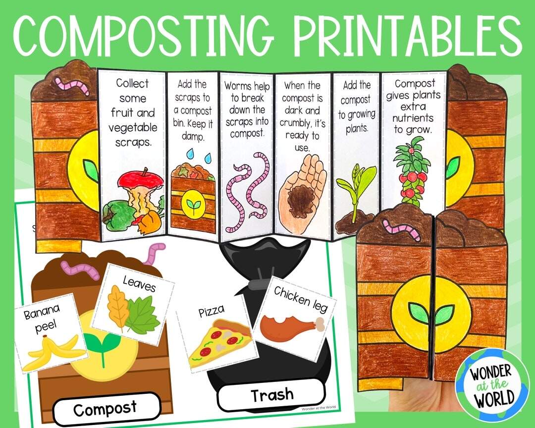 Printable Composting Activities For Kids Foldable Sequencing Activity Composting Sorting Mats Word Search Earth Day Activity Etsy