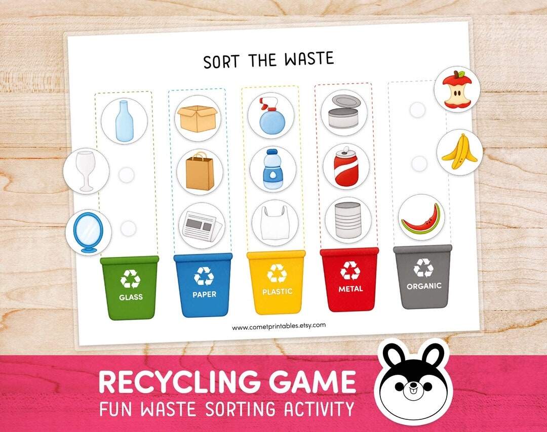 Printable Earth Day Worksheets For Kids Preschool Recycle Sheets Digital Recycling Activities Waste Sorting Practice Pre K Sort By Waste Etsy