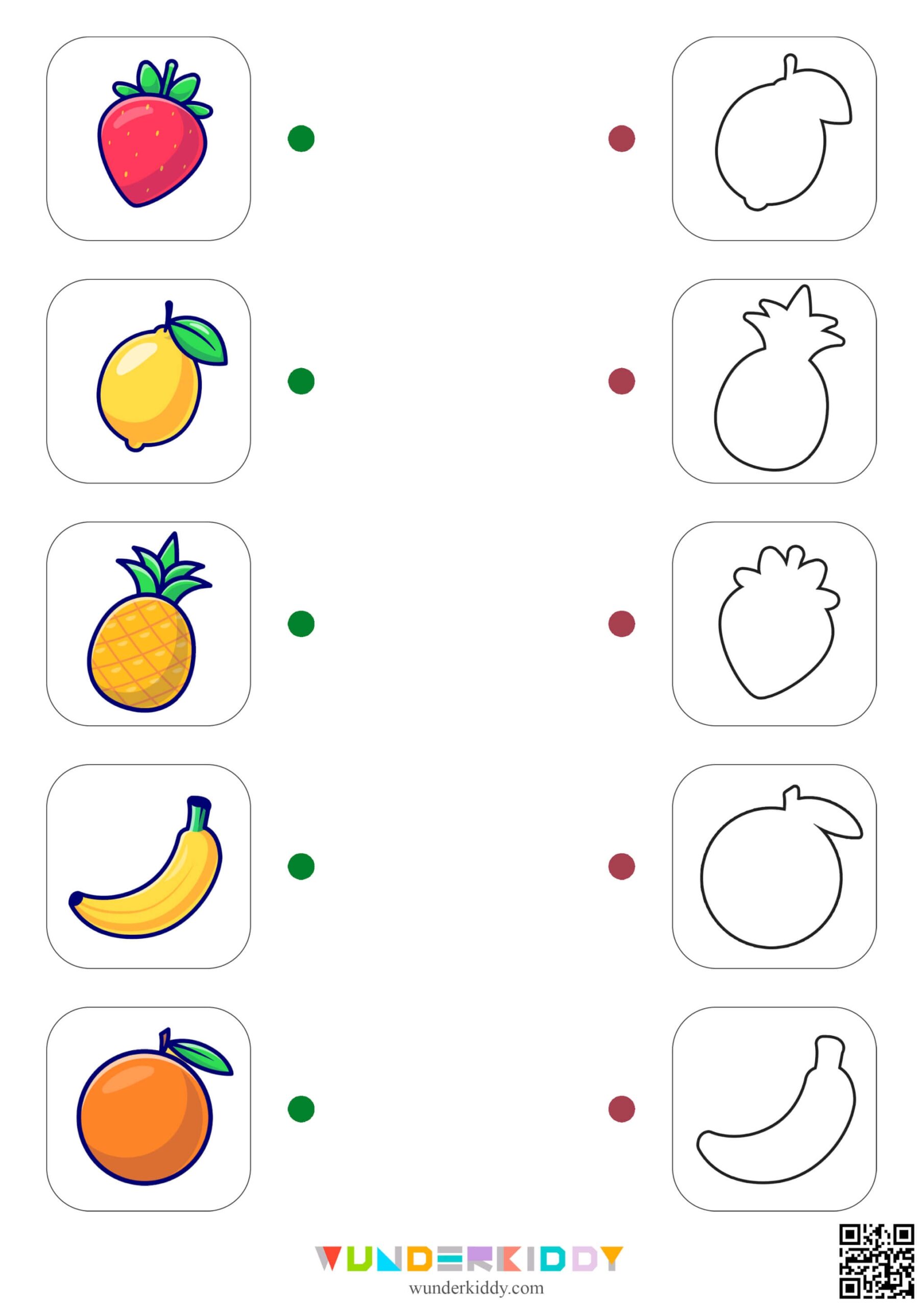 Printable Fruit And Vegetable Matching Worksheet For Preschool Printable Fruit And Vegetable Matching Worksheet For Preschool