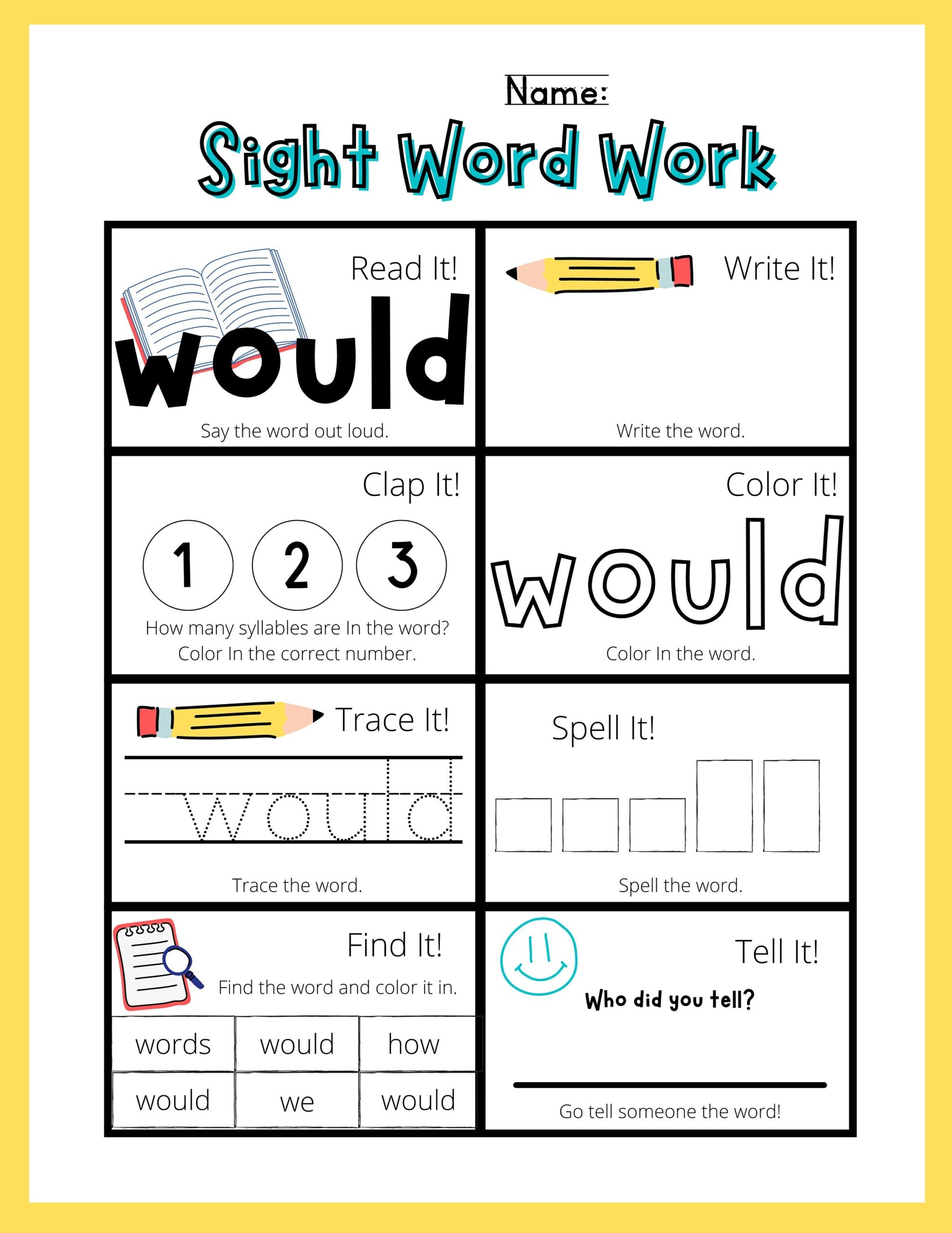 Printable FRY 1st 100 Sight Words Work Sheets Fry First 100 Back To School Worksheets Kindergarten First Grade Instant Download Etsy Printable FRY 1st 100 Sight Words Work Sheets Fry First 100 Back To School Worksheets Kindergarten First Grade Instant Download Etsy