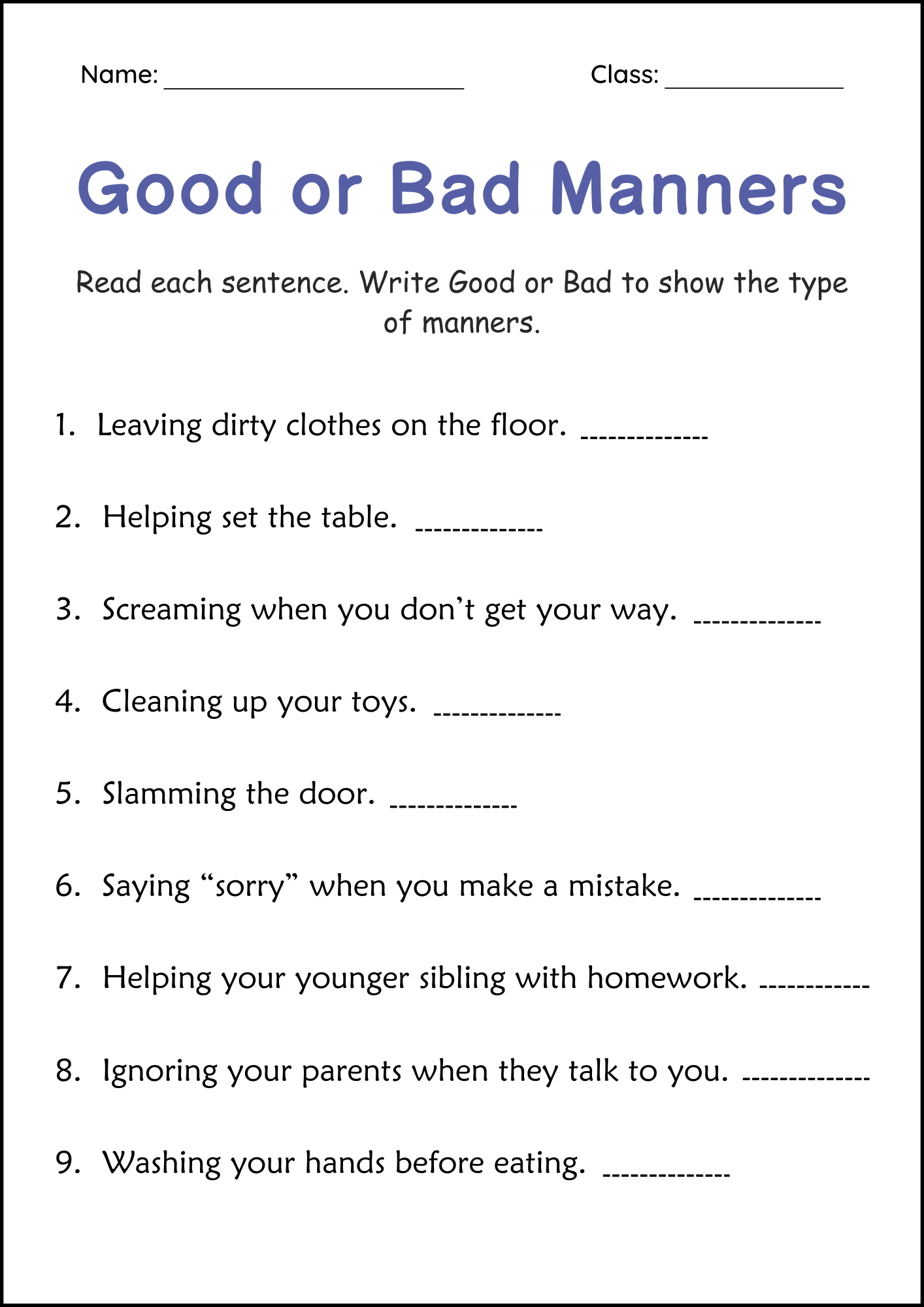 Printable Good And Bad Manners Activity Worksheets For Grade 2 3 4 Teaching Resources Printable Good And Bad Manners Activity Worksheets For Grade 2 3 4 Teaching Resources