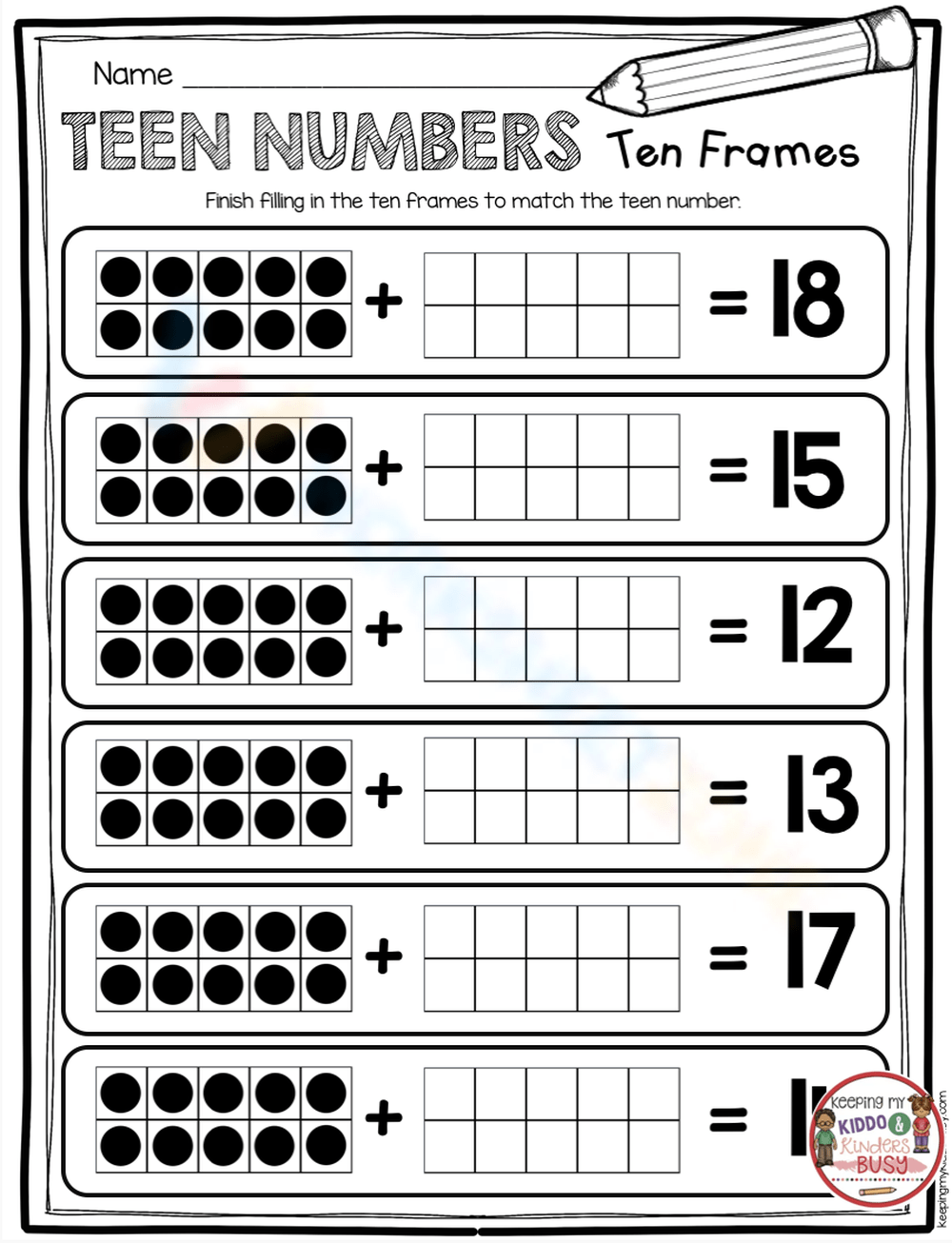 Printable Grade 1 Teen Numbers Worksheets Printable Grade 1 Teen Numbers Worksheets