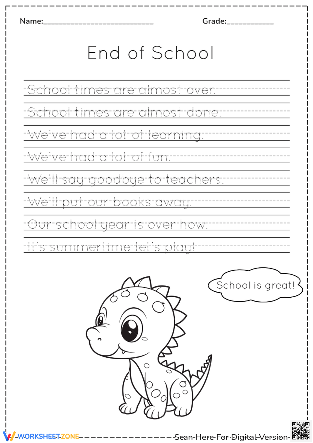 Printable Kindergarten End Of The Year Worksheets Download