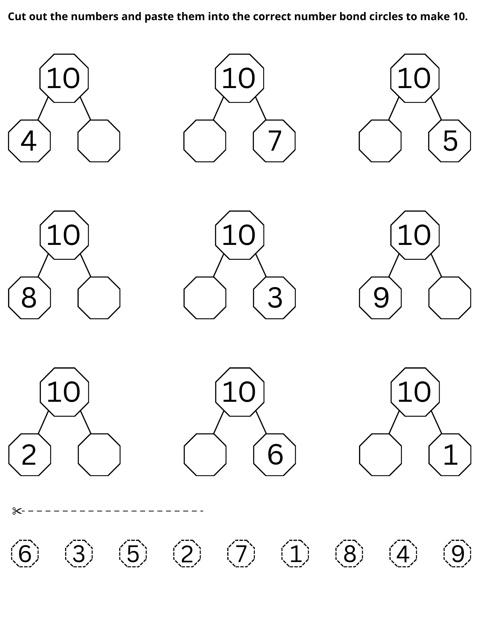 Printable Kindergarten Number Bonds To 10 Worksheet Made By Teachers Printable Kindergarten Number Bonds To 10 Worksheet Made By Teachers