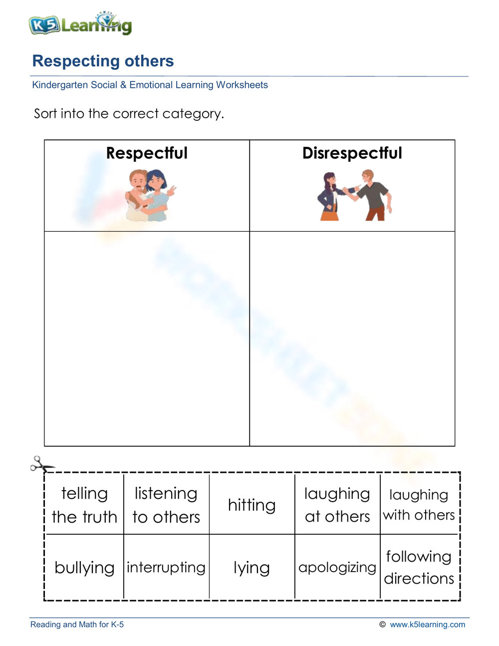 Printable Kindergarten Social Skills For Kids Worksheets Download