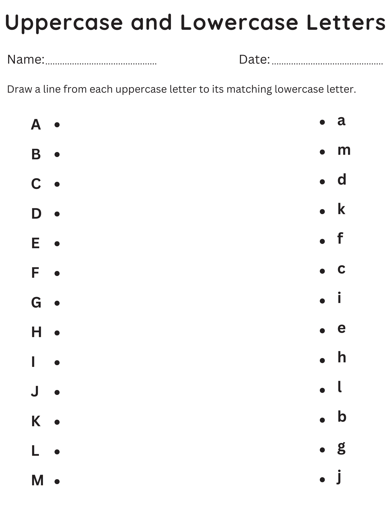 Printable Match Uppercase And Lowercase Letters Kindergarten Worksheets Made By Teachers Upper Case And Lower Case Letters Free Worksheet For Kids
