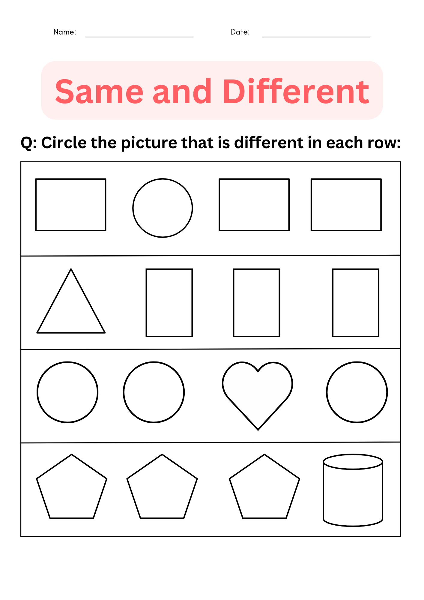 Printable Same And Different Worksheets For Kindergarten Made By Teachers Same And Different Comparison Worksheets For Preschool And Kindergarten 2 To 6 Years Kids