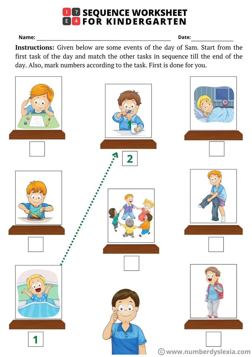 Printable Sequence Worksheets For Kindergarten PDF Included Number Dyslexia Printable Sequence Worksheets For Kindergarten PDF Included Number Dyslexia
