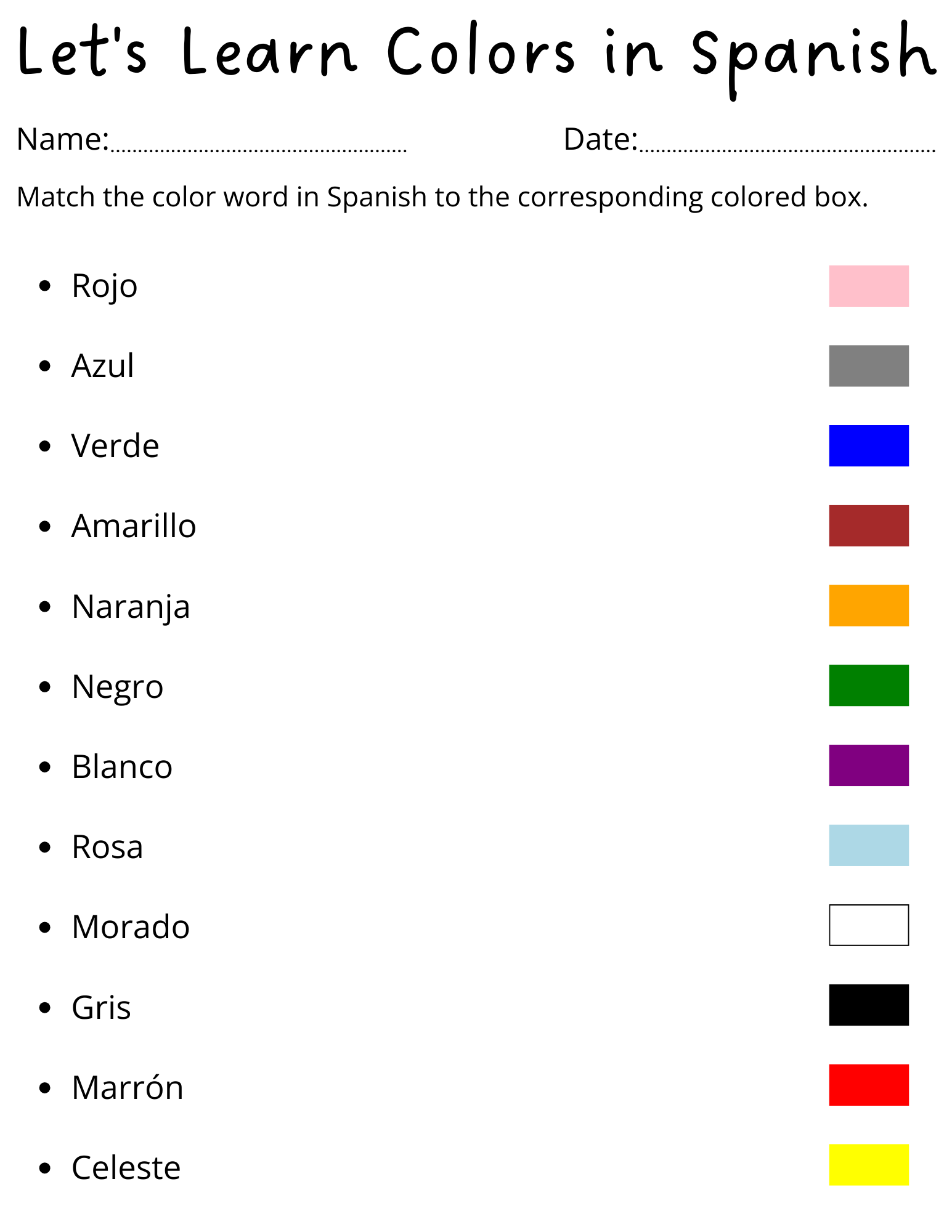 Printable Spanish Colors Worksheet For Kindergarten Teaching Resources Printable Spanish Colors Worksheet For Kindergarten Teaching Resources