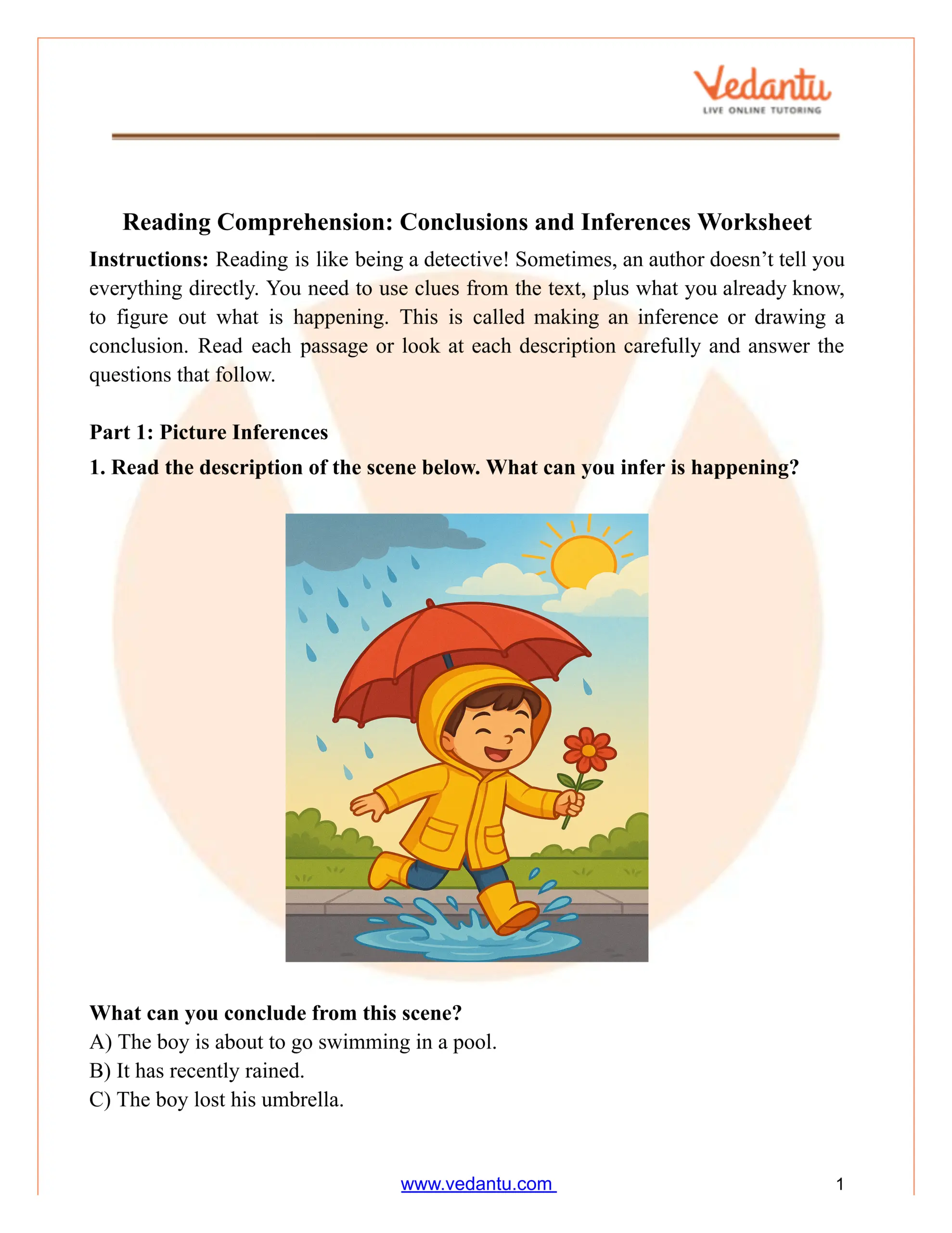 Reading Comprehension Inferences Conclusions Worksheets PDF