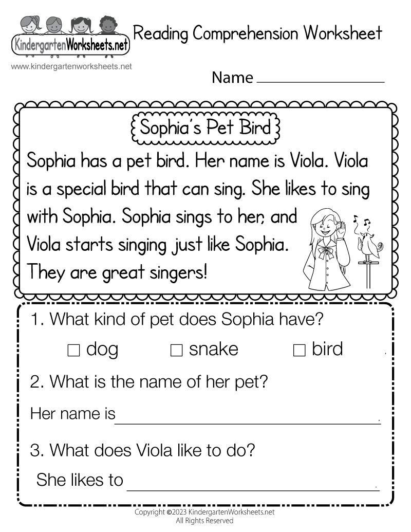 Reading Comprehension Worksheet Free Printable Digital PDF Free Kindergarten Reading Comprehension Worksheet Level A