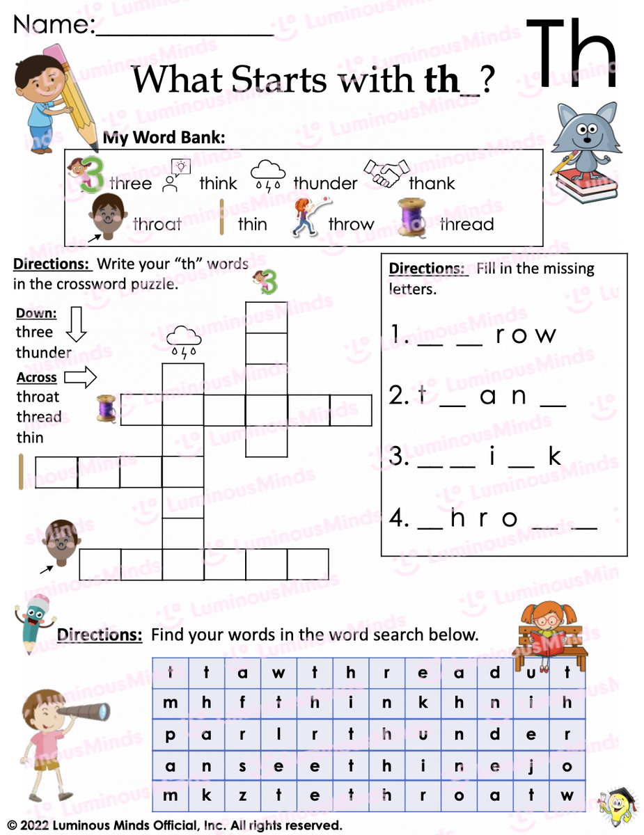 Reading Comprehension Worksheets What Starts With Th Digraph Th Worksheet Consonant Digraph Worksheet Made By Teachers