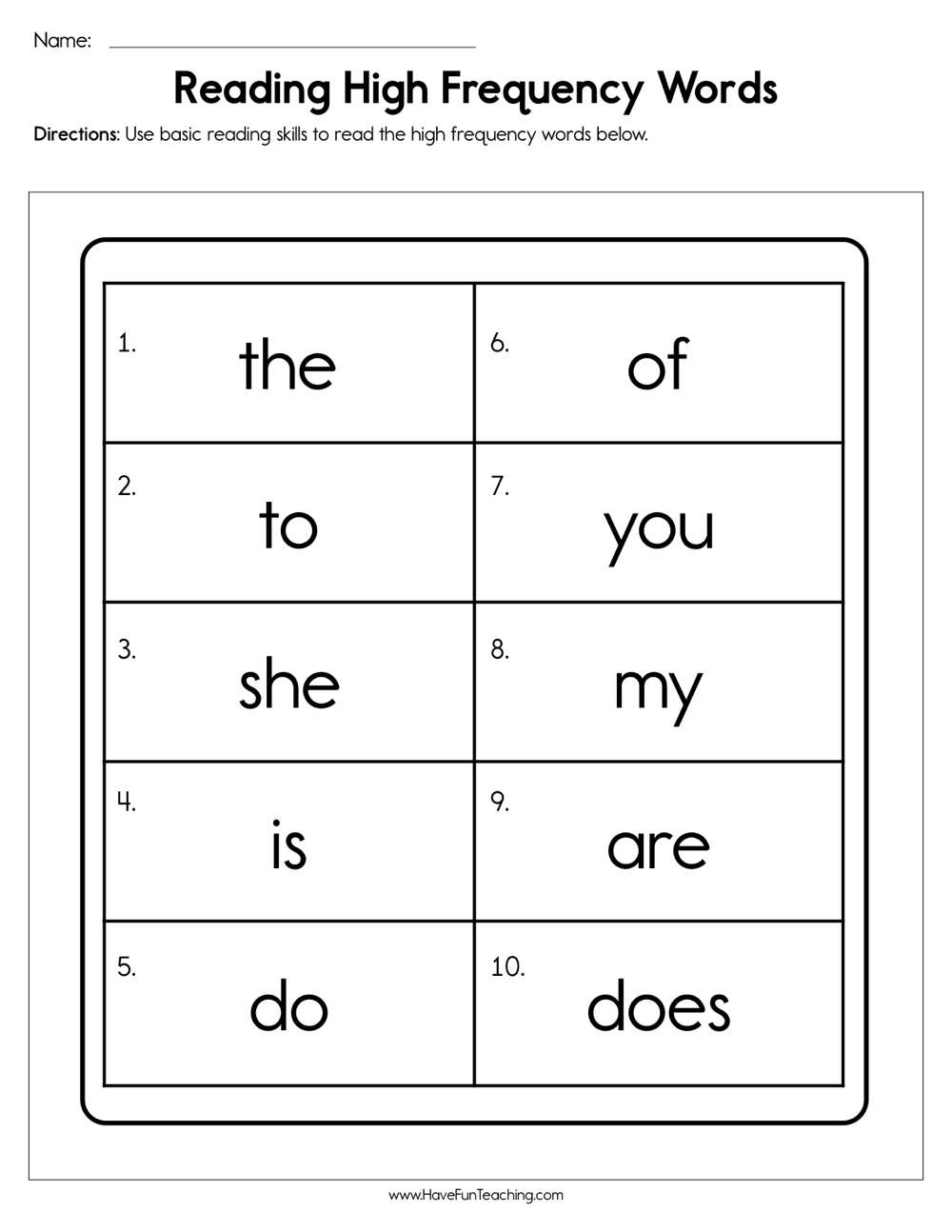 Reading High Frequency Words Worksheet Have Fun Teaching Sight Word Are Worksheet Free Printable Digital PDF