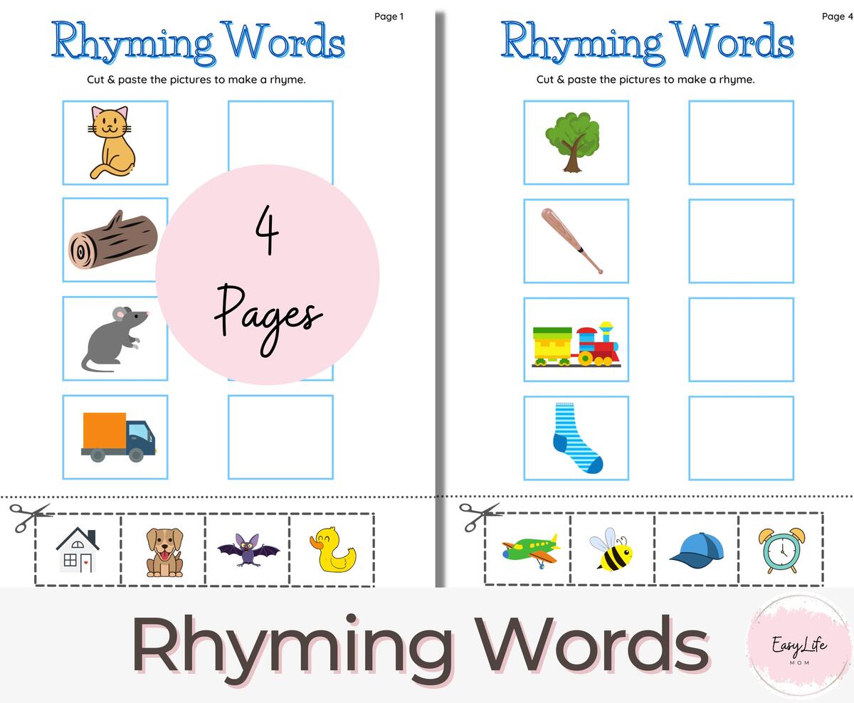 Rhyming Words Worksheet Pre K Learning Activity PDF Etsy Rhyming Words Worksheet Pre K Learning Activity PDF Etsy