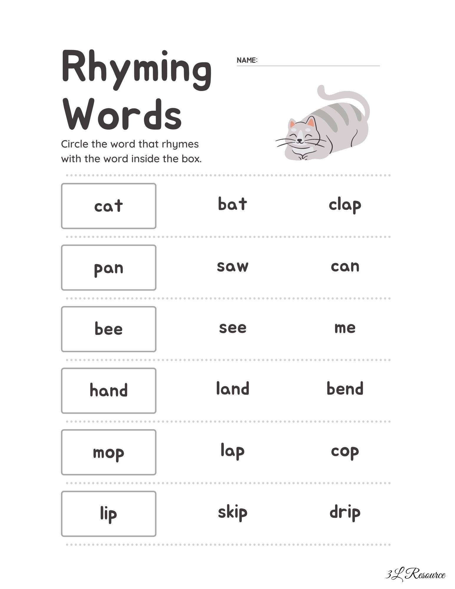 Rhyming Worksheets Etsy Canada