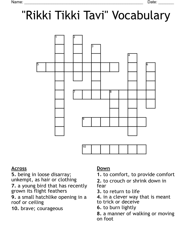 Rikki Tikki Tavi Vocabulary Crossword WordMint Rikki Tikki Tavi Vocabulary Crossword WordMint