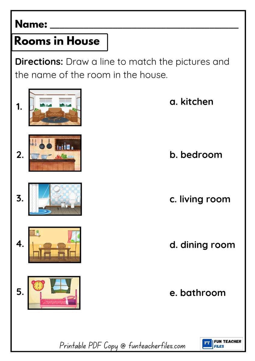 Rooms In A House Worksheet 1 Fun Teacher Files