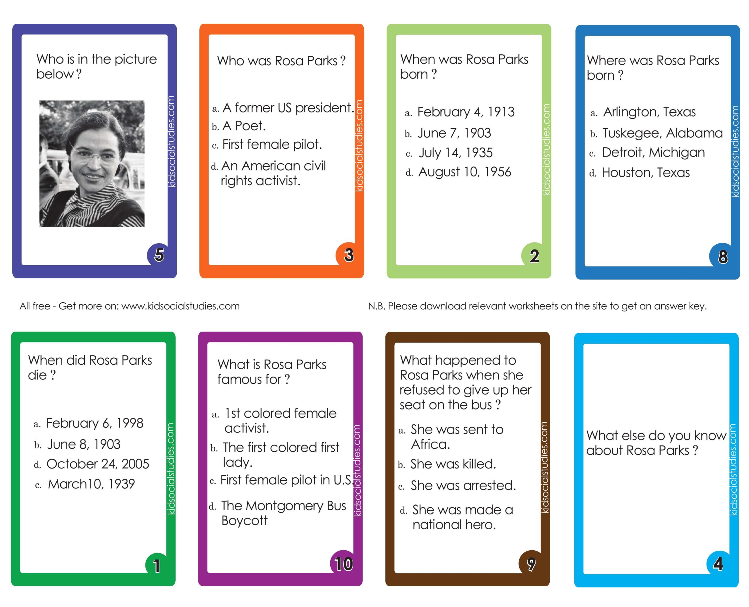 Rosa Parks Flash Cards Pdf Printable Downloads Rosa Parks Flash Cards Pdf Printable Downloads