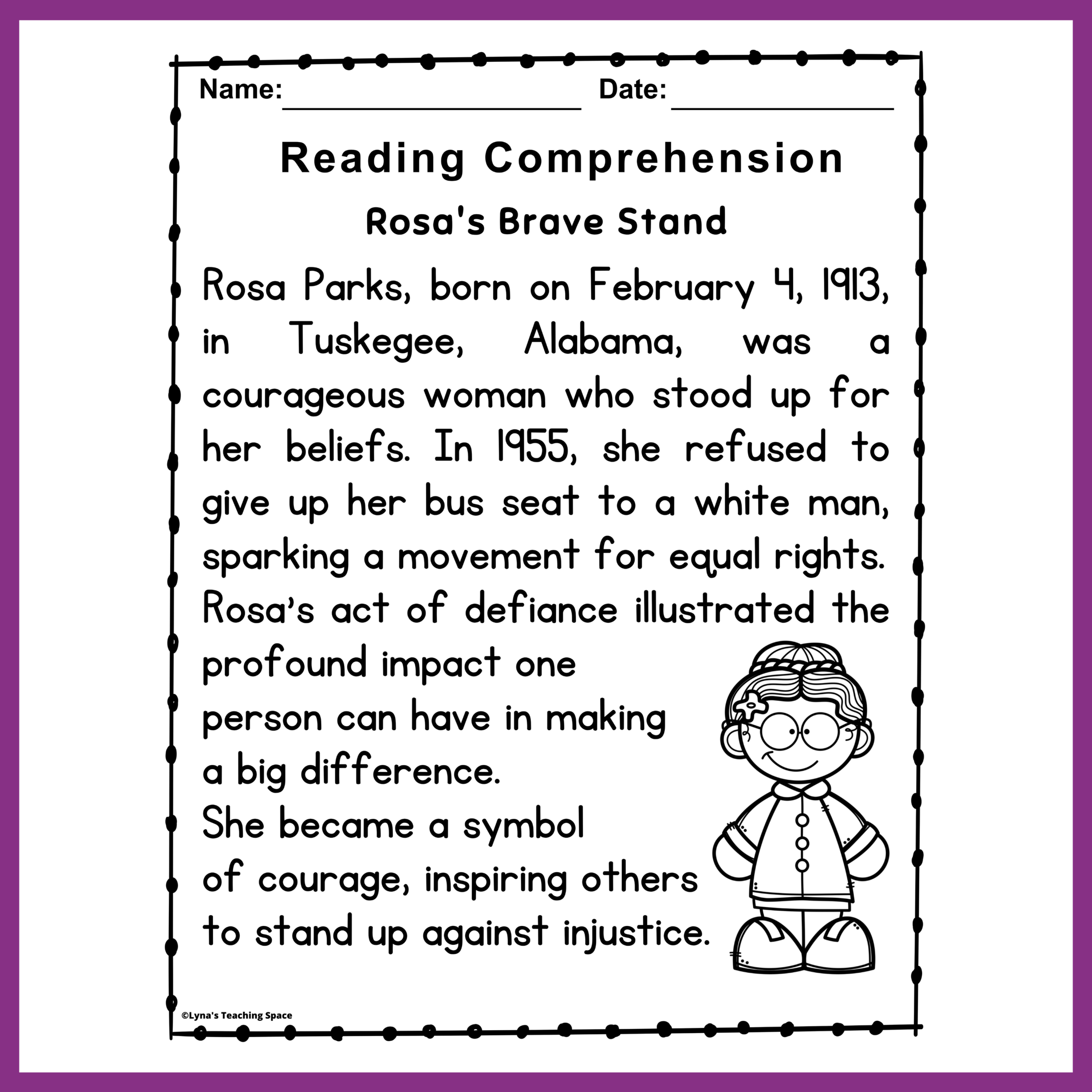 Rosa Parks Biography Activities Flip Book Report Black History Month Classful