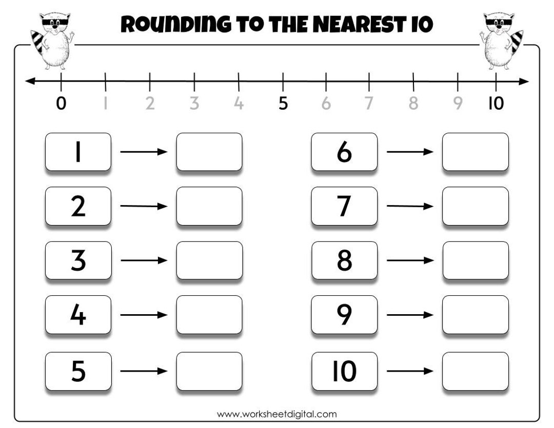 Rounding To Nearest 10 Math Worksheet Grades 1 3 PDF Etsy