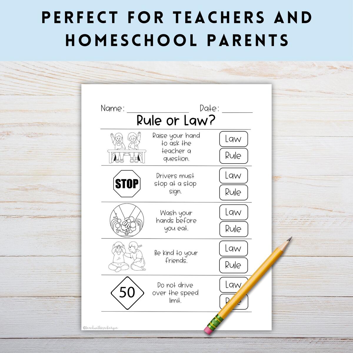 Rules And Laws Worksheets Printable Social Studies Worksheet First Grade Worksheet Homeschool Social Studies Worksheet Second Grade Etsy Norway