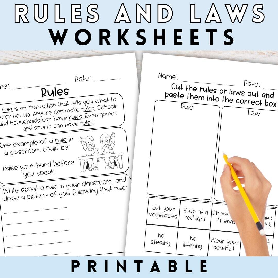 Rules And Laws Worksheets Printable Social Studies Worksheet First Grade Worksheet Homeschool Social Studies Worksheet Second Grade Etsy Norway