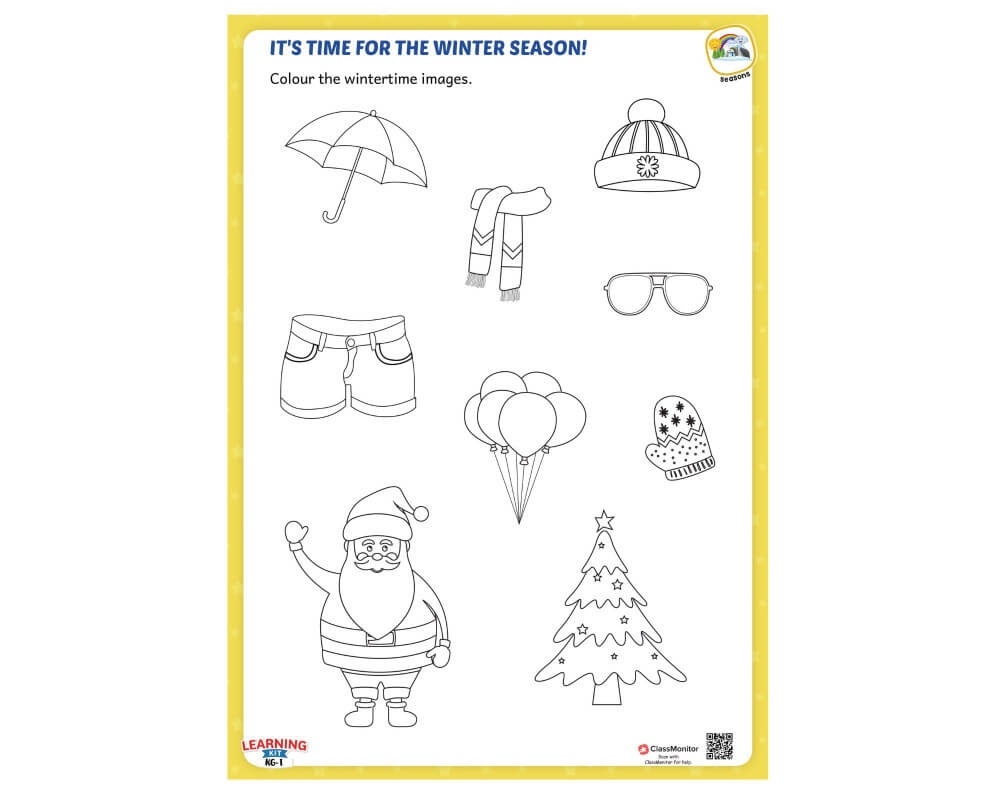 Seasons Activity Worksheet Colour The Wintertime Images ClassMonitor