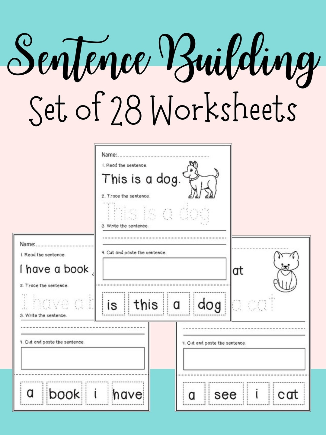 Sentence Building Worksheets Read Trace Write And Cut Paste The Sentence Printable Literacy Worksheets Elementary Ela Instant Download Etsy Sentence Building Worksheets Read Trace Write And Cut Paste The Sentence Printable Literacy Worksheets Elementary Ela Instant Download Etsy